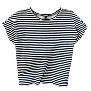 Express Black and White Striped Tie Back Women's Short Sleeve Top Size M